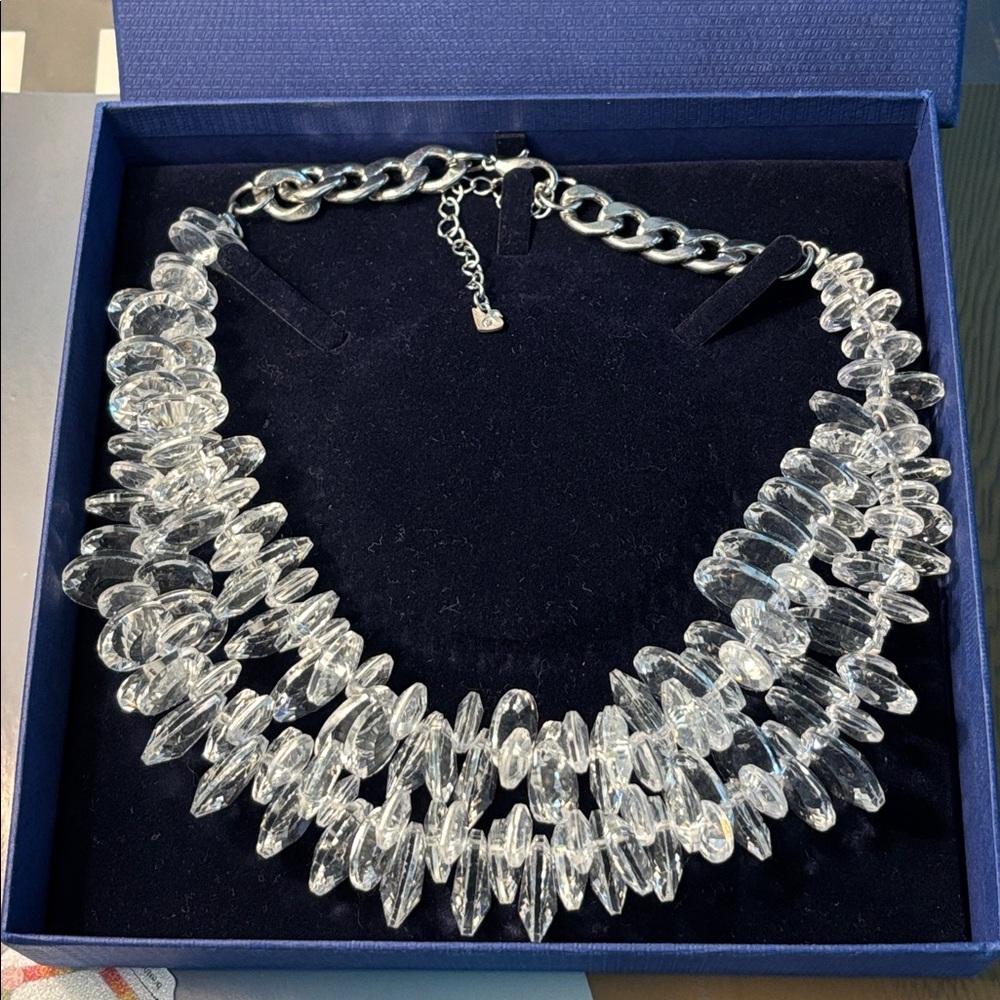 Authentic Swarovski statement necklace. Elaborate Clear Crystal collar Necklace.